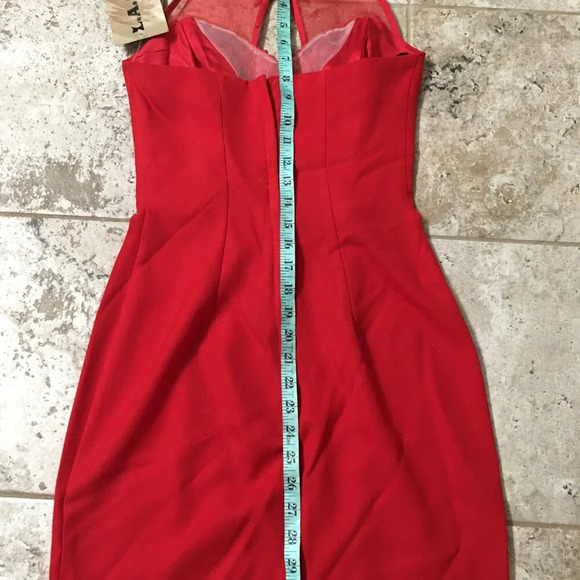 LA GLO Red Sequin Beaded Mini Dress Halter Neck Women's Size 7/8 Festive Dress - Picture 11 of 14